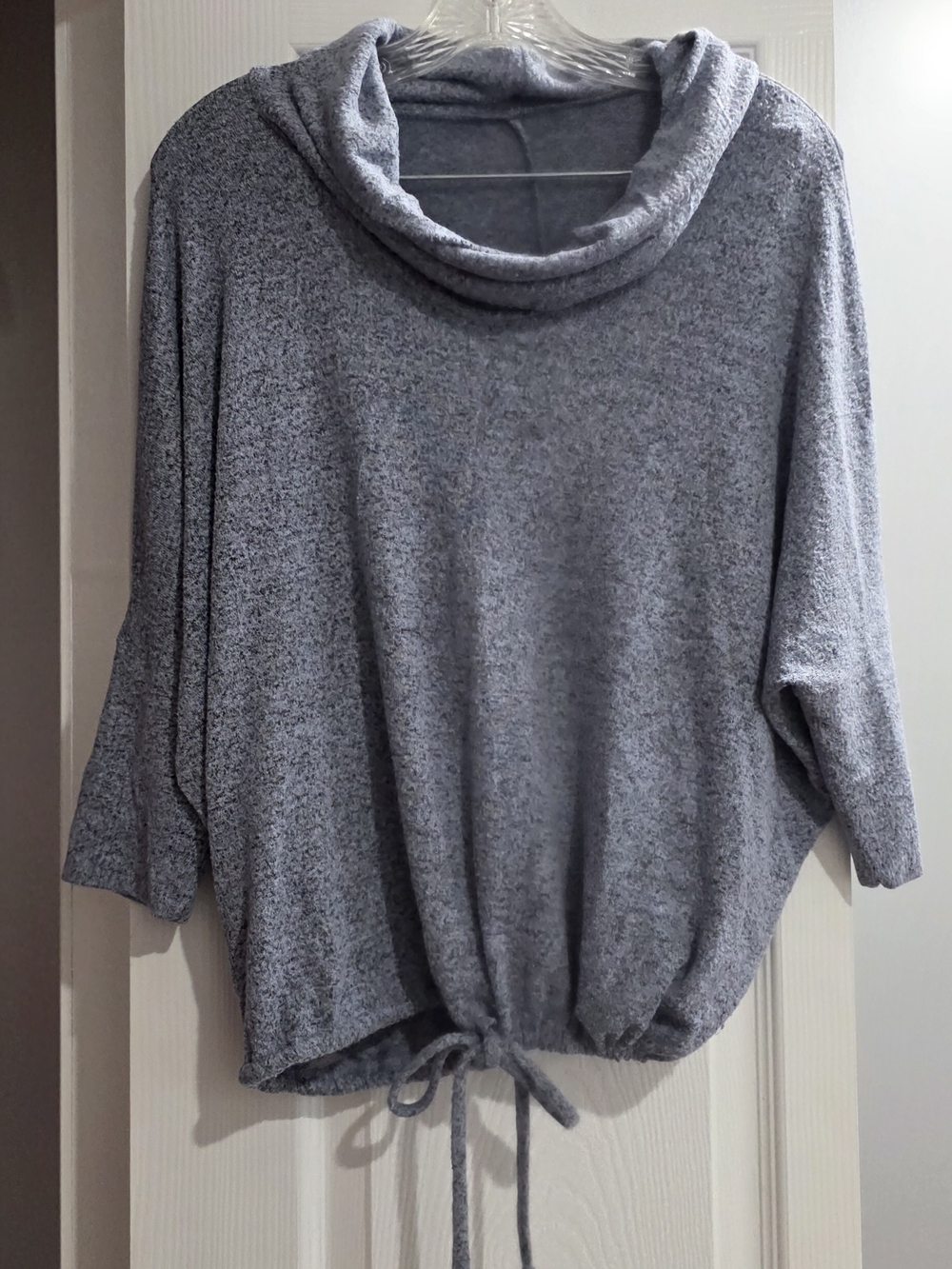 Cozy Cowl Neck Tie-Hem Sweater